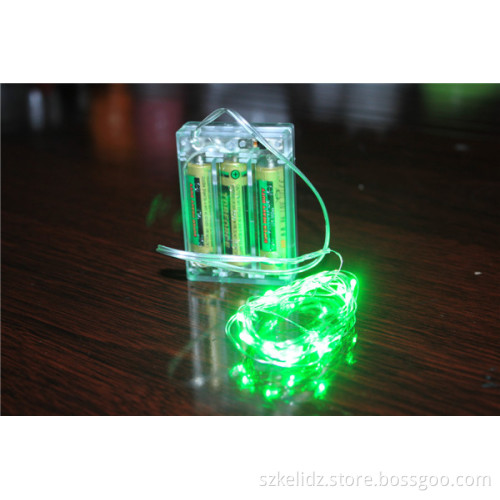 4.5V Battery Power 4m Long 40 LED Indoor Decoration wedding Silver LED String Bright Green Light